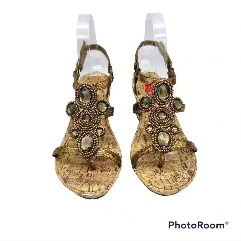 Esprit Bronze, Jeweled, Wedge Sandals - Picture 2 of 10